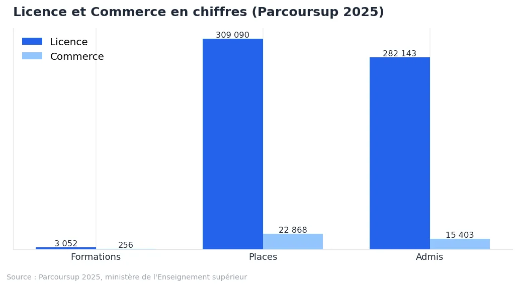 <p>Université ou école : comment choisir après le bac ?</p> : graphique de données Parcoursup 2025