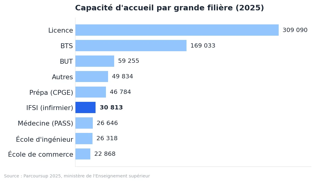 Formation infirmier IFSI : admission, études et métiers : graphique de données Parcoursup 2025