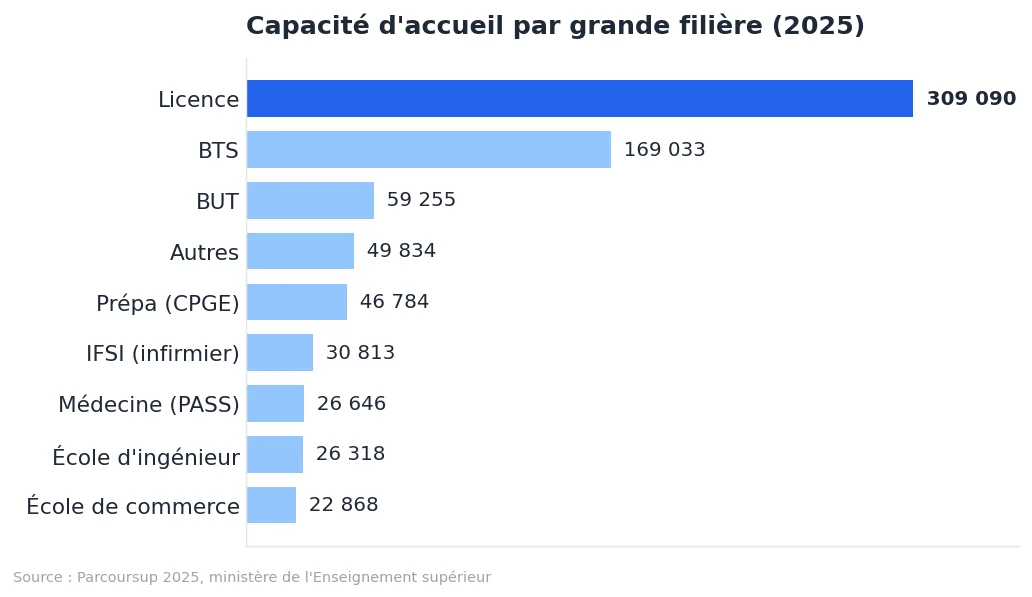 Licence université : mentions, admission et perspectives : graphique de données Parcoursup 2025