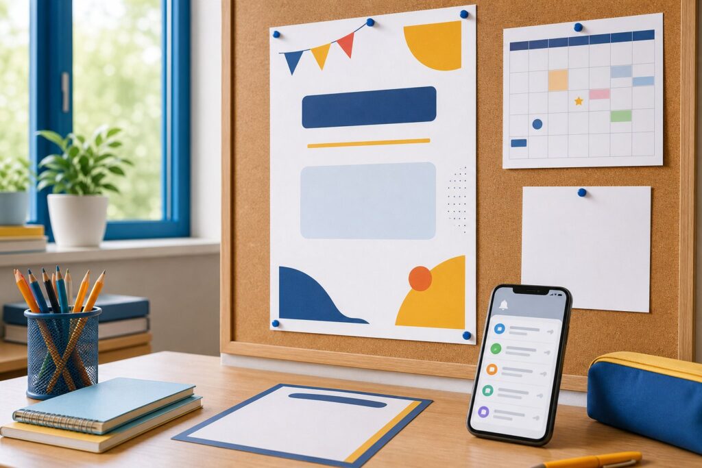 Supports de communication pour un événement scolaire
