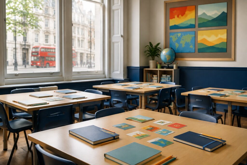 Salle de cours d’anglais lumineuse à Londres pour un séjour linguistique