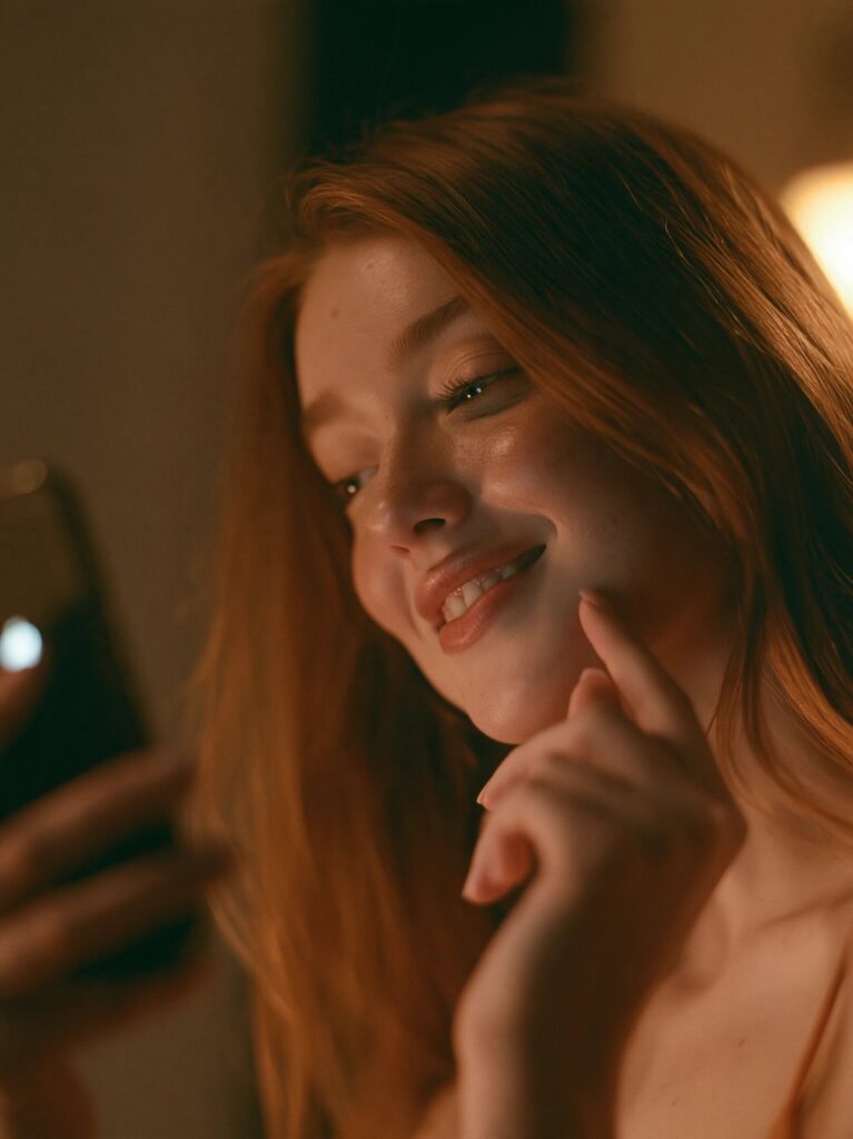 Jeune femme lors d’une conversation en ligne